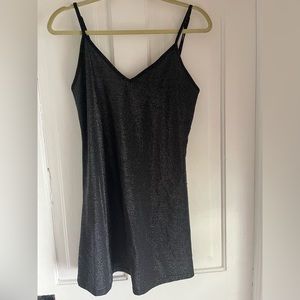 BRANDY MELVILLE silver metallic black slip dress some size